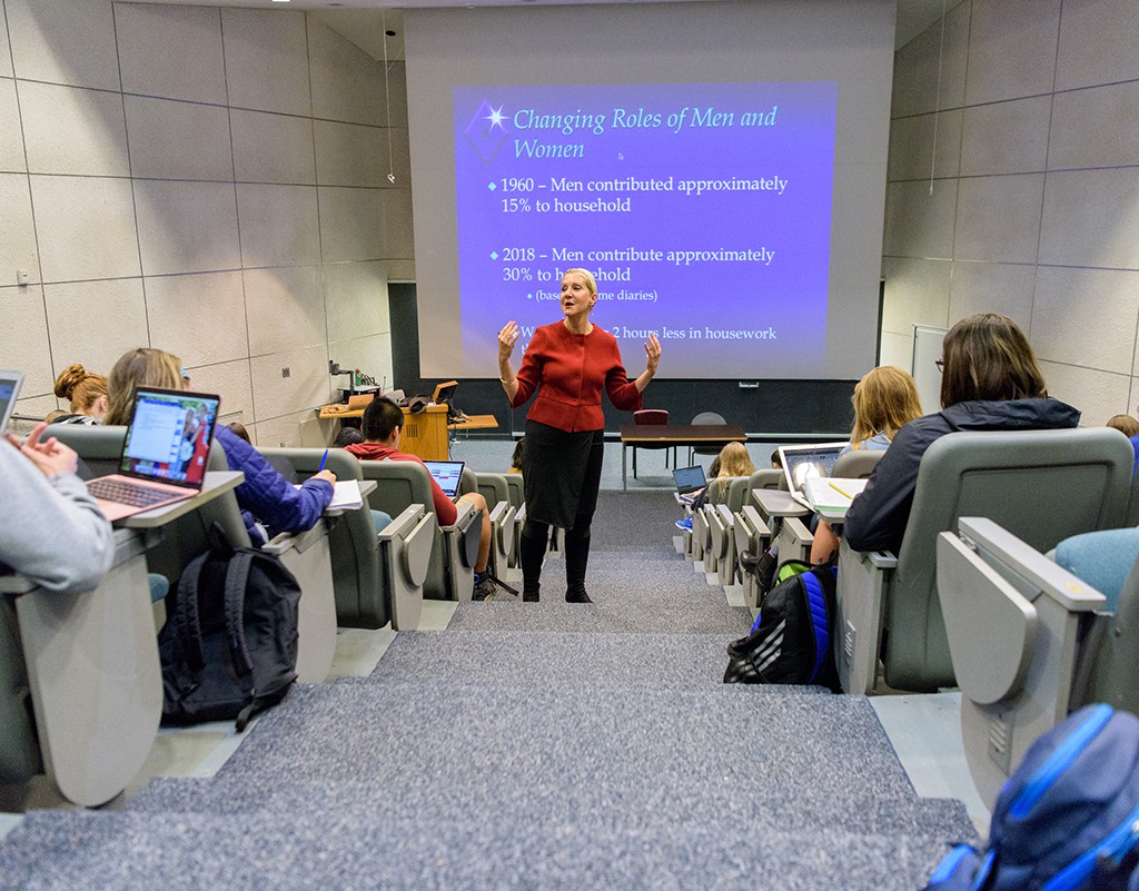 Bahira Sherif Trask teaching during her Diversity and Families class at UD