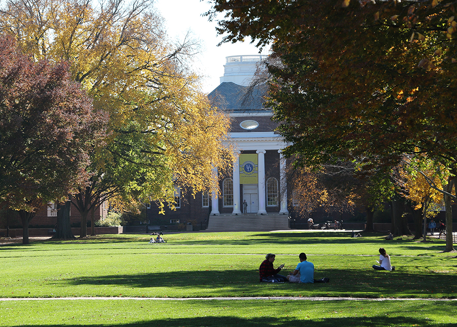 Memorial Hall in the fall