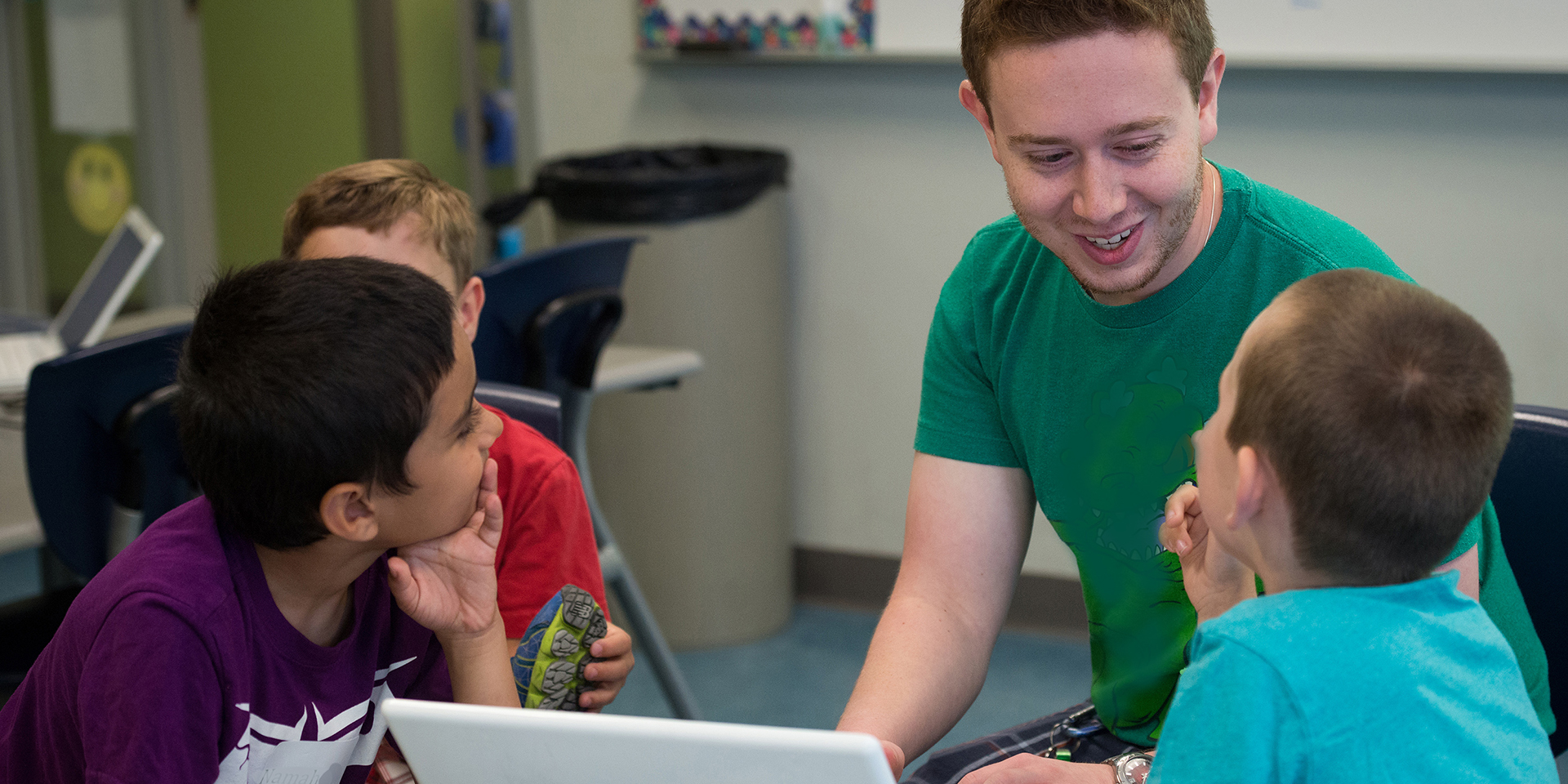 UD student conducting research with children in a classroom