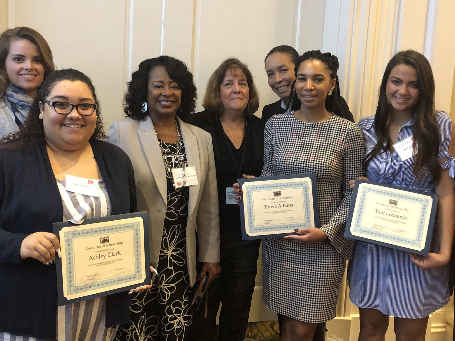 Society for Human Resource Management students display certificates of recognition