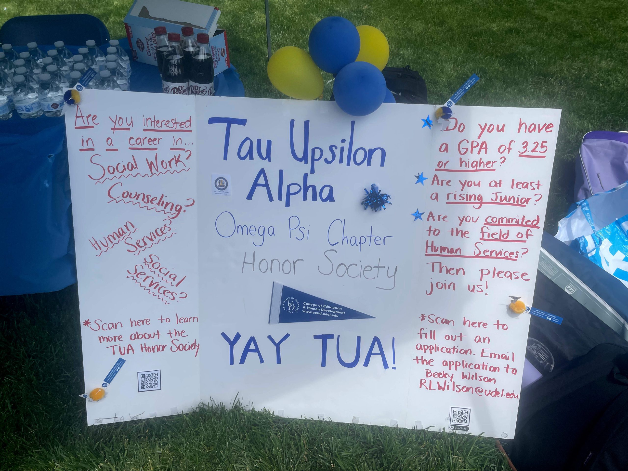 TUA sign at recruitment event on the green